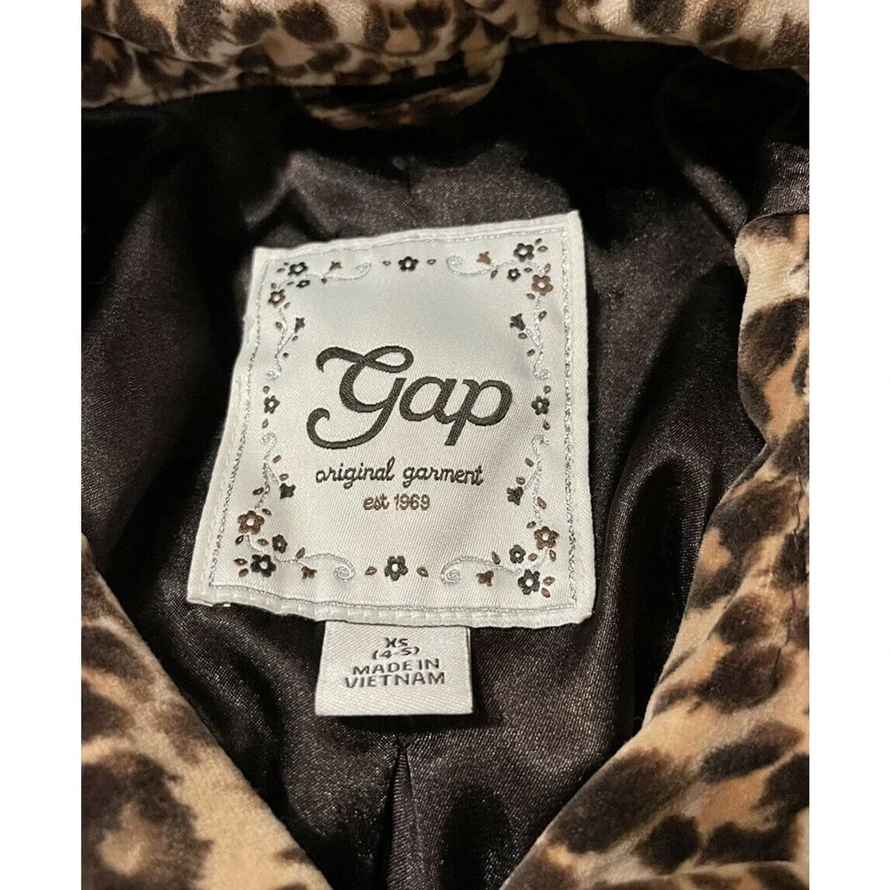 Girls GAP Velvet Leopard Jacket Animal Print Cheetah Pea Coat Size 4/5